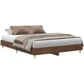 vidaXL Bedframe zonder matras 140x200 cm spaanplaat bruin eikenkleurig