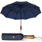 Le Monde du Parapluie Automatische, windbestendige opvouwbare paraplu voor heren,Groen