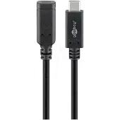 Enzo Goobay USB-C male - USB-C female verlengkabel | 1m zwart - 9550230