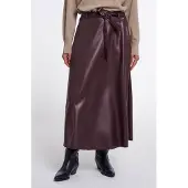 Rino & Pelle Chelsea.7502611 rino en pelle faux leather skirt with belt chocolate bean