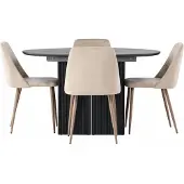 Ebuy24 Matilda eethoek eettafel met uitschuifbare functie zwart 4 stoelen bruin.