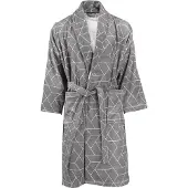 Padiro unisex badjas - S - Grijs - Geometrisch patroon - Katoen - sjaalkraag - ceintuur - zakken