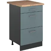Vicco Keukenonderkast R-Line, Blauw-grijs/Antraciet, 50 cm goudkleurig eiken werkblad