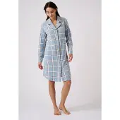 Damart - Lang nachthemd fleece Thermolactyl - Dames - Blauw - 38-40 (S)