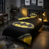 Aymax Polykatoen Dekbedovertrek Batman Officiele Warner Bros DC Licentie 140x200cm + Kussensloop 65x65cm