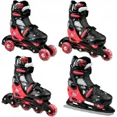 Raven Singer Skates 4-in-1 Verstelbaar Zwart/Rood Maat 29-32
