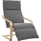 HOMCOM loungestoel voor de woonkamer, fauteuil met voetsteun, linnenlook, geschikt voor de slaapkamer