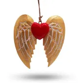 Ancient Wisdom Gold Xmas Angel Wing & Heart - white detail