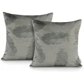 DecoKing Grijze Sierkussenhoezen met Veerpatroon - 45x45cm (2 stuks)