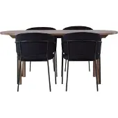 Ebuy24 Andy eethoek eettafel naturel 4 stoelen velours zwart.