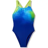 Speedo Meisjes Badpak Print Powerback Nightwatch/CitrusGrn