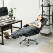 MODFU Bureaustoel Met Massagefunctie - Hoogteverstelbaar - Voetsteun - Zwart