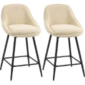 HOMCOM barkruk - Corduroy, staal - 49x52x88cm - Beige