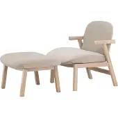 Ebuy24 Rile fauteuil met voetenbankje beige.