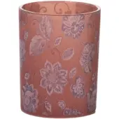 Mars & More Theelichthouder fluwelen bloemen roze groot 12cm