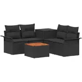 vidaXL Bankstel 6 st 4-Aantal zitplaatsen Zwart Poly Rattan en Staal