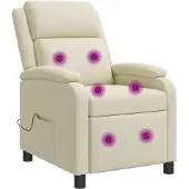 vidaXL Massage Relaxstoel Crèmekleurig Kunstleer