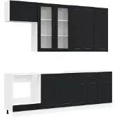 vidaXL Keukenblok LUCCA 8 st Zwart Bewerkt hout