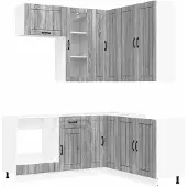 vidaXL Keukenblok LUCCA 8 st Grijs Sonoma Bewerkt hout