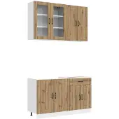 vidaXL Keukenelement LUCCA, 4 stuks, kunststof met houtmotief, "Artisan Eik"