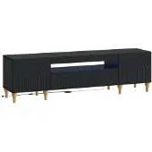 vidaXL LED tv-meubel ALKMAAR 153 x 35 x 43 cm Zwart Bewerkt hout