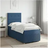 vidaXL Boxspringbed met matras met hoofdeinde Blauw 100 x 200 cm Stof