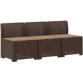 vidaXL 3-Zits Tu bank met Kussens Rattan Look 3-zits PP Bruin