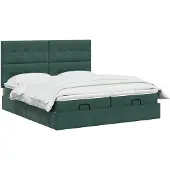 vidaXL Ottomanbed met matras en LED-verlichting, donkergroen, 180 x 200 cm, fluweel