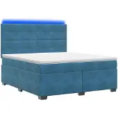 vidaXL Boxspringbed met matras en hoofdbord, blauw, 140 x 200 cm, fluweel