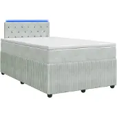 vidaXL Boxspringbed met matras, lichtgrijs, 120 x 190 cm, fluweel
