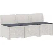 vidaXL - 3-Zits - Tu - bank - met - Kussens - Rattan - Look - 3-zits - PP - Wit
