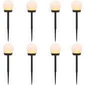 vidaXL Buitenverlichting met zonnepaneel en grondpen, 8 stuks, warm wit licht, 38,5 cm, ABS