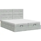 vidaXL Ottoman bed met matras met hoofdeinde 2 st Lichtgrijs Fluweel