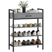 HOMCOM Schoenenrek Spaanplaat, Metaal 70L x 30B x 87,6H cm Grijs