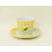 Lubiana TRAPO Espresso Kopje met Schotel 100ml - Wit Porselein