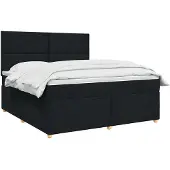 vidaXL Boxspringbed met matras met hoofdeinde Zwart 140 x 200 cm Stof