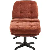Vente-unique Fauteuil met voetenbank in gestructureerde terracotta stof TOLOZI