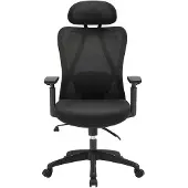 Vente-unique Ergonomische bureaustoel met hoofdsteun - Stof - Zwart - SORLITA