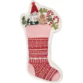 Clayre & Eef Sierkussen Kerstsok 20x40x4 cm Roze Polyester