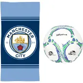Manchester City strandset; strandlaken en voetbal
