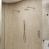 Saniclear Uni dubbele douche RVS look PVD met wandarm en staafhanddouche