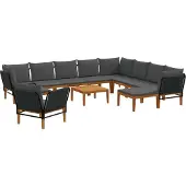 vidaXL 12 st Massief acaciahout & touw Naturel