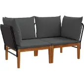 vidaXL 2 st Massief acaciahout & touw Naturel