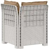 vidaXL Eén-zits Tuin Sofa met Kussens Rieten Look PP Wit