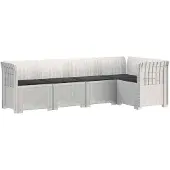 vidaXL 5-Zits Tuinbank met Kussens Rattanlook PP Wit