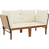 vidaXL 2 st Massief acaciahout & touw Naturel