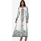 MSN Collection Geprinte V-hals Maxi-jurk met Strikdetail