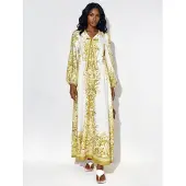 MSN Collection Geprinte V-hals Maxi Dress met Strikdetail