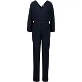 BOSS Dames Geplooide Regular Blouson Mouw Jumpsuit (Blauw)