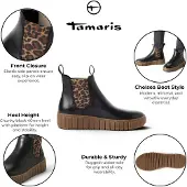Tamaris dames zwarte leren Chelsea enkellaarzen - 25403-43